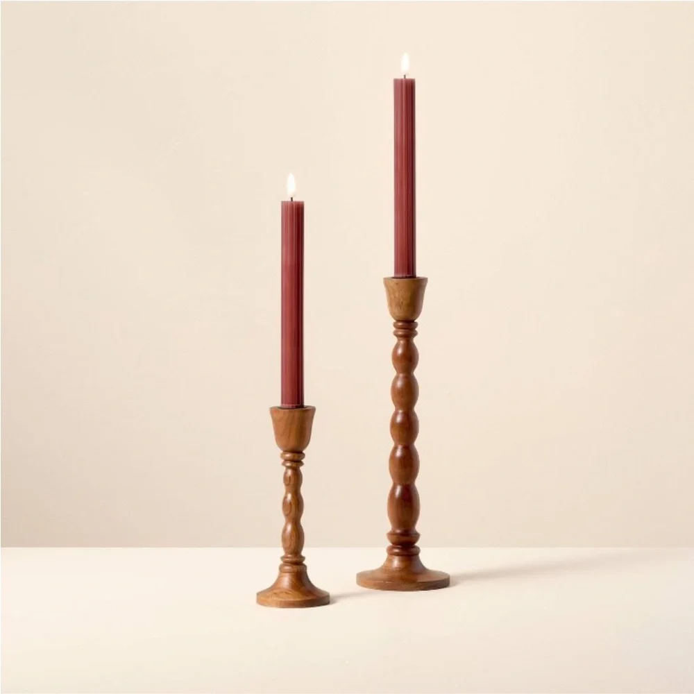 6pk Ribbed Flameless LED Taper Candles - Red Hearth & Hand™ with Magnolia